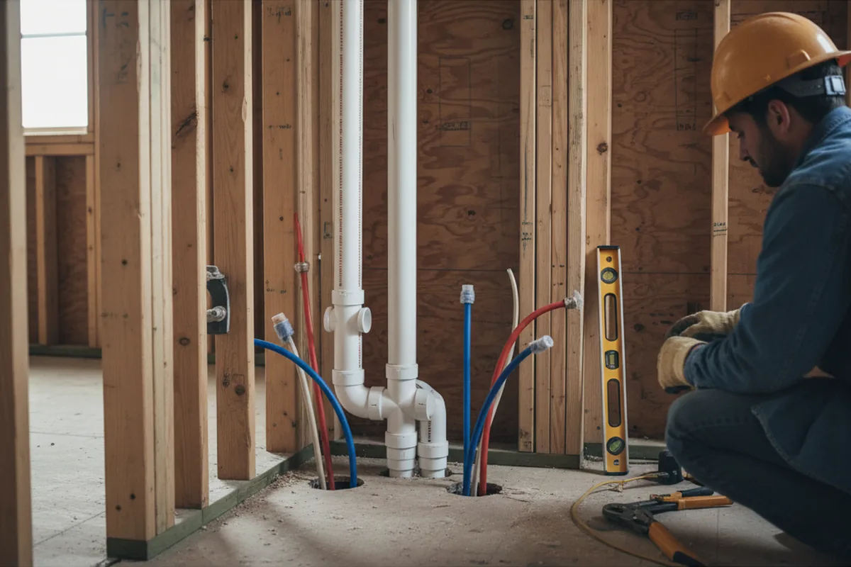 Drain and supply rough-in during Leak Detection in Pocasset